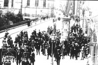 A magyar Vörös Hadsereg fogadása Kassa főutcáján.