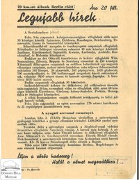 Legújabb Hírek (A szovinform hadi jelentése az 1945.febrár eleji fronthelyzetről)