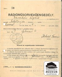 Barabás Árpád rádióműsorvevő engedélye
